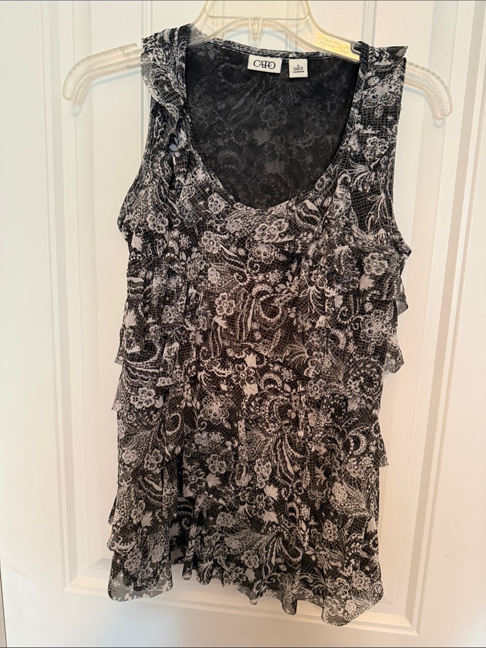 Cato Black & White Layered Ruffle Camisole